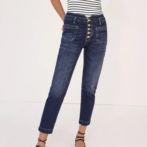 Pilcro and the Letterpress Denim - Anthropologie $128 Pilcro Ultra High-Rise Slim Utility Jeans size 31 denim dark